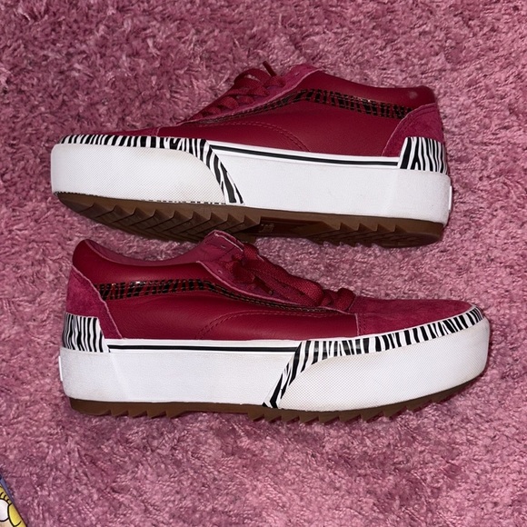 Vans Old Skool Magenta Zebra Print Stacked Platform Sneakers - Picture 5 of 6